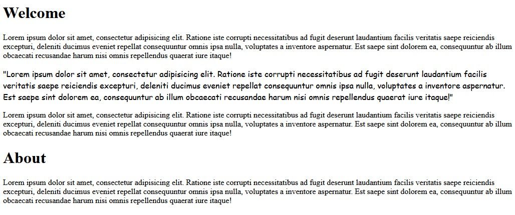 Разные шрифты в блоках цитат на странице