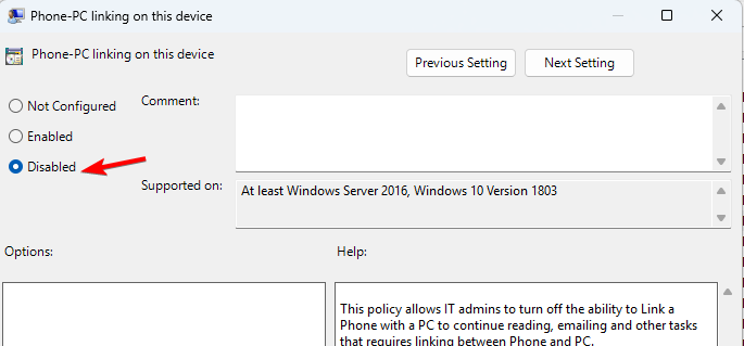 Отключение Phone-PC linking в групповой политике