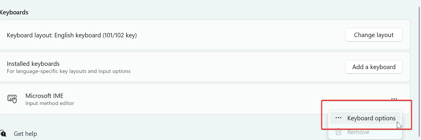 Опции Microsoft IME