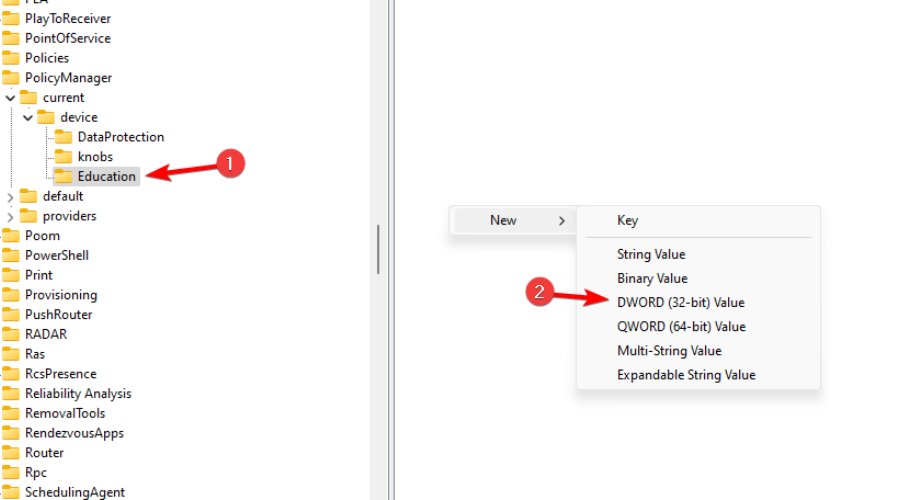 Создание DWORD в реестре