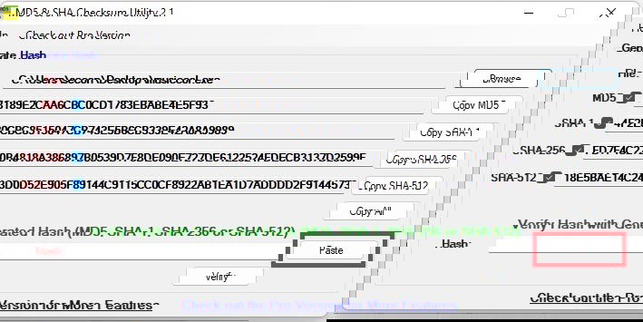 Вставка контрольной суммы в MD5 & SHA Checksum Utility. 
