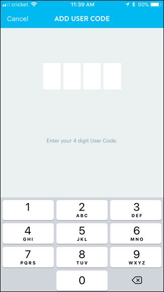 Ввод нового кода пользователя в приложении