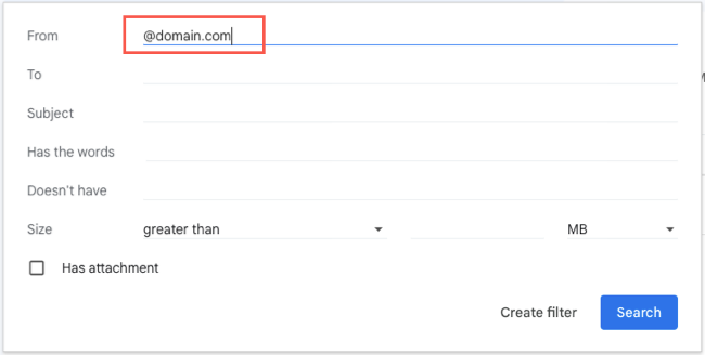 Домен введён в поле От