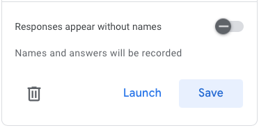 Кнопки Launch и Save при создании опроса