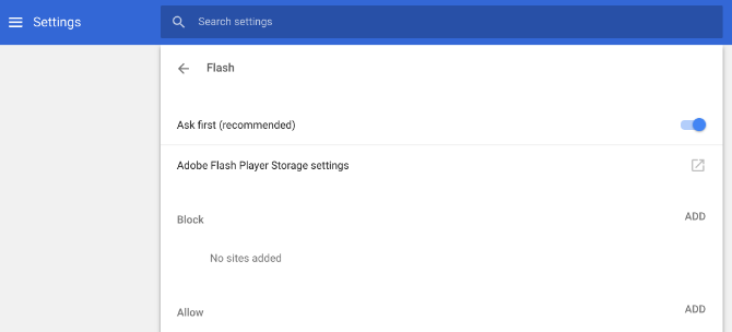 Иллюстрация: отключение Flash в настройках Chrome