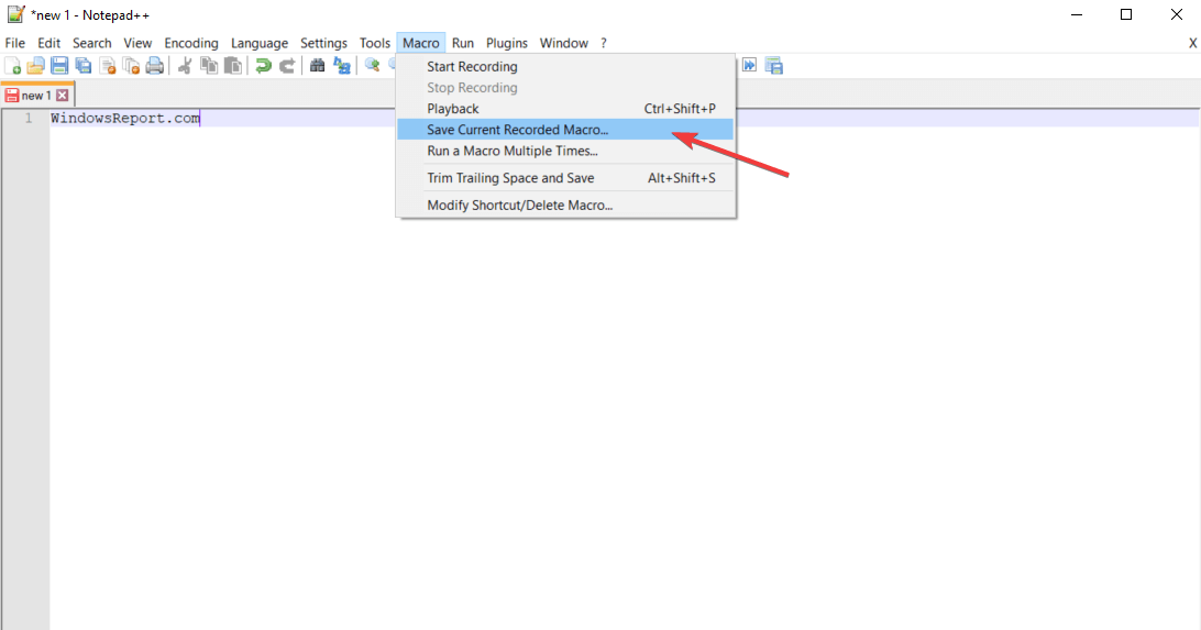 Окно сохранения макроса в Notepad++
