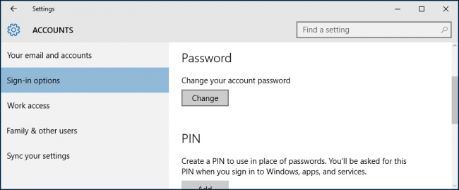 Параметры входа в Windows 10