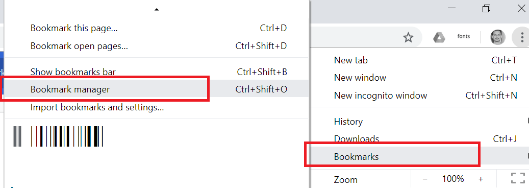 Диспетчер закладок Chrome — экспорт в HTML