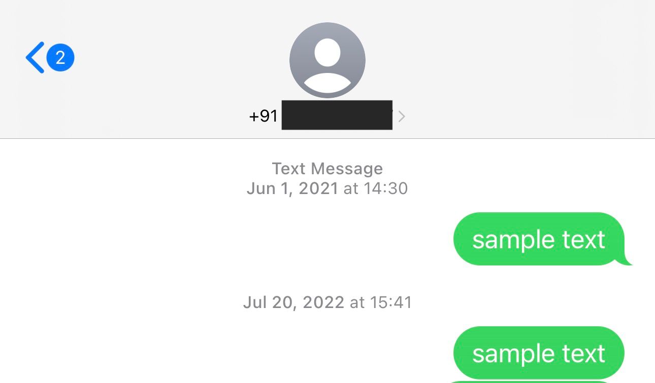 Открытый разговор в приложении Сообщения на iPhone