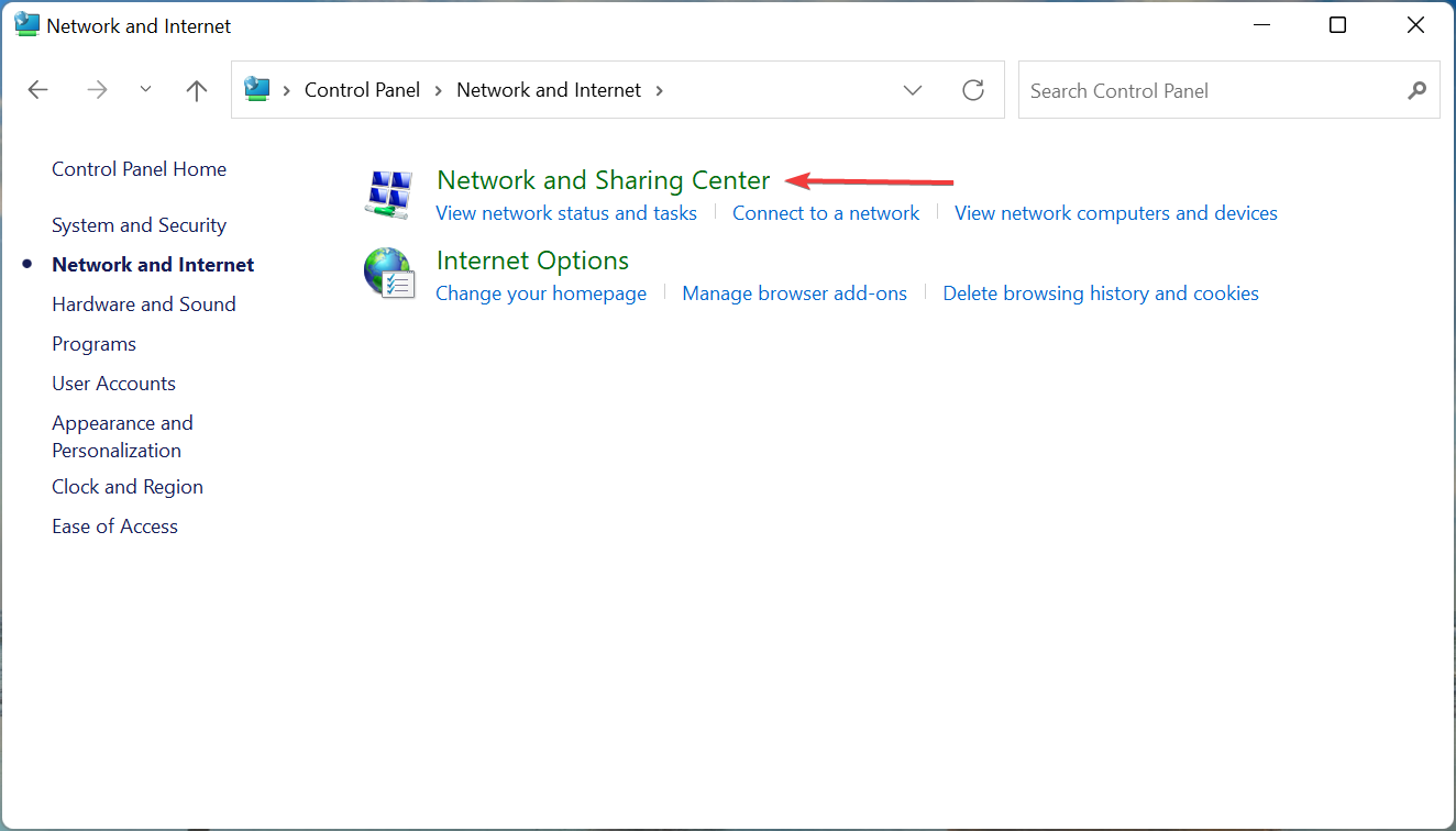 Network and Sharing center