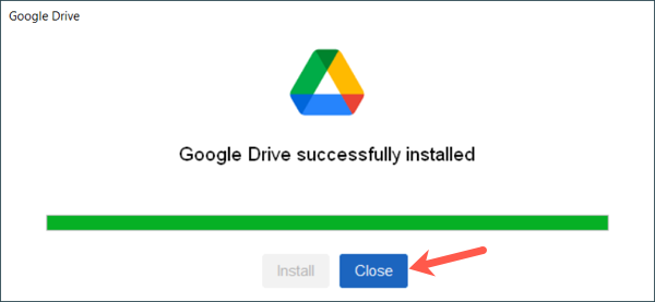 Подтверждение установки Google Drive для компьютера