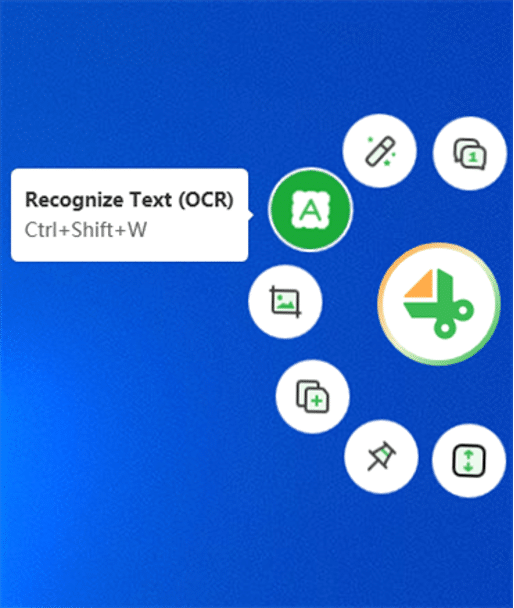 Interface da função OCR do Gemoo Snap mostrando opções de reconhecimento