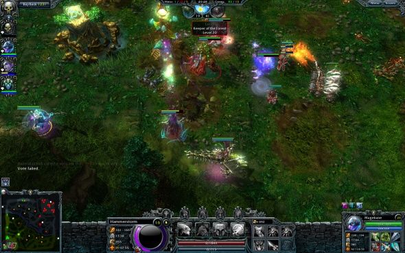 Сцена из Heroes of Newerth: темная фэнтези‑атмосфера с двумя армиями