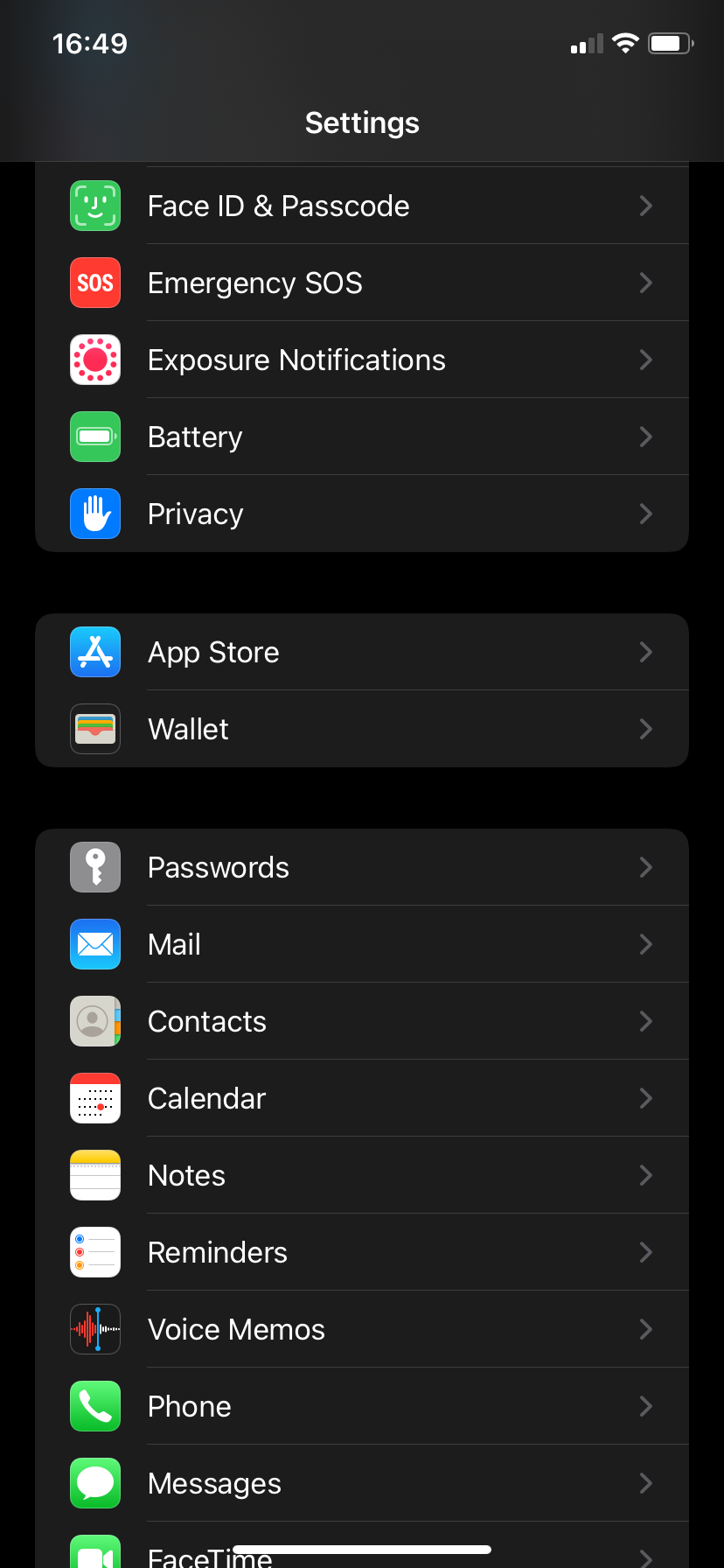 Страница настроек App Store.