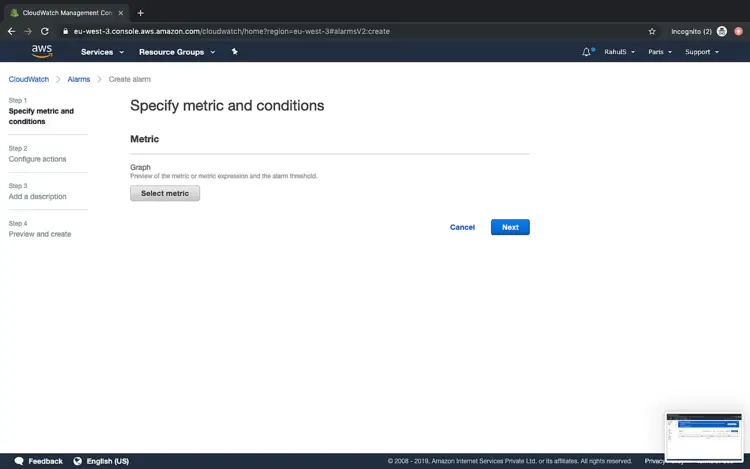 Выбор метрик в CloudWatch