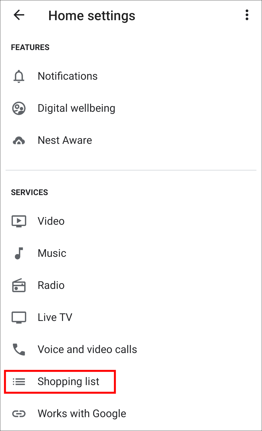 Google home shopping lists