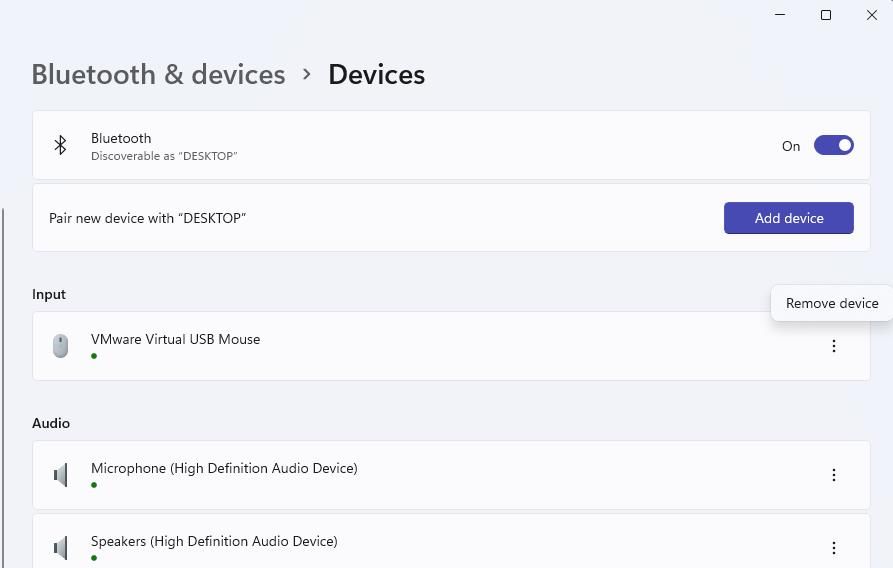 Опция Удалить устройство