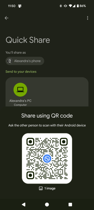 Sharing file using QR code on Android device. 