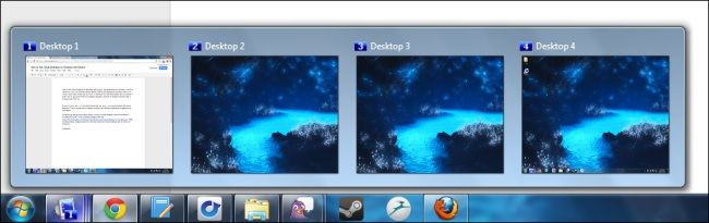 Превью виртуальных рабочих столов Dexpot в системном трее