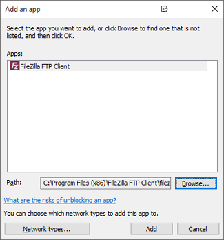 Выбор приложения для разрешения доступа