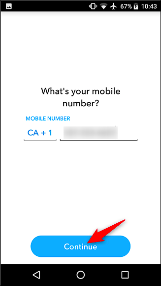 Поле ввода номера телефона для восстановления пароля Snapchat