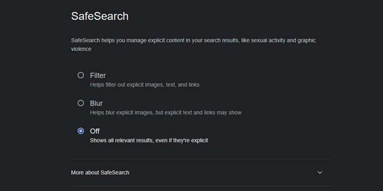 Отключение Google SafeSearch