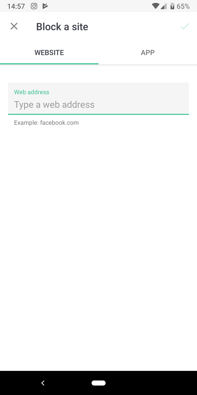 Добавление сайта в BlockSite — ввод адреса