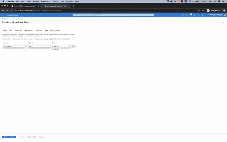 Пример ошибки валидации при создании VM
