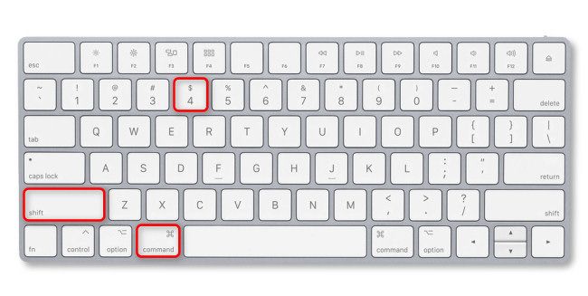 Нажмите Shift+Command+4 на клавиатуре Mac.