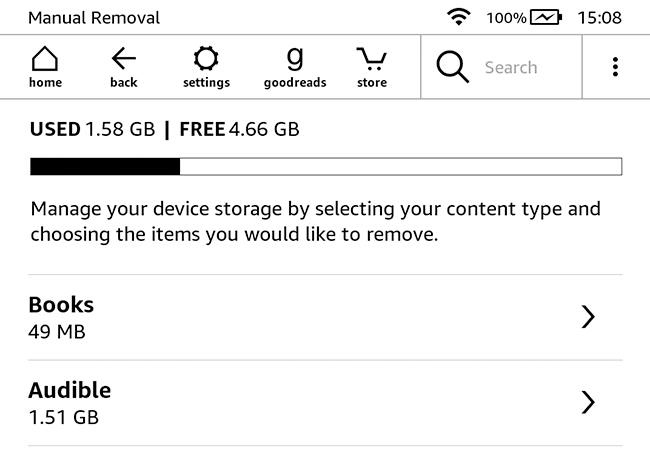 kindle manual removal menu