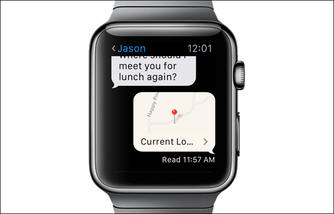 Отправленное местоположение в беседе на Apple Watch