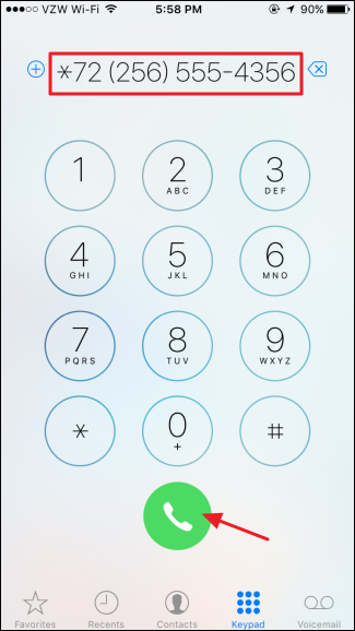Клавиатура телефона для ввода кода переадресации