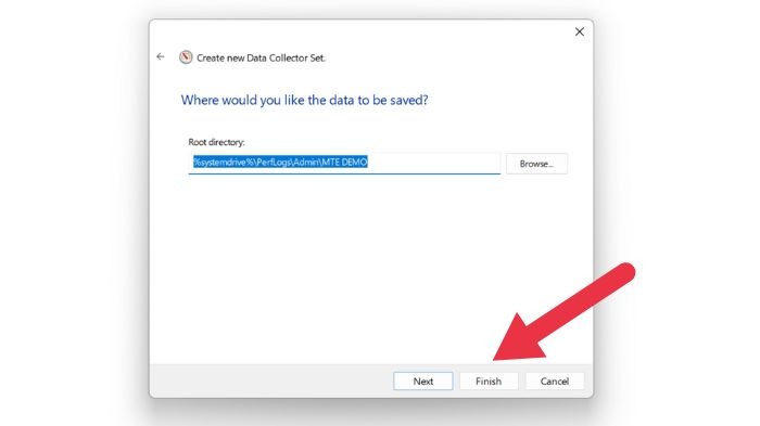 Закрытие мастера Data Collector Set