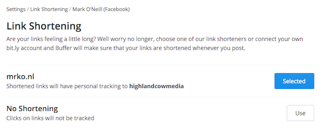 Настройка сокращения ссылок в Buffer