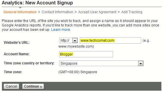 Создание нового аккаунта Google Analytics