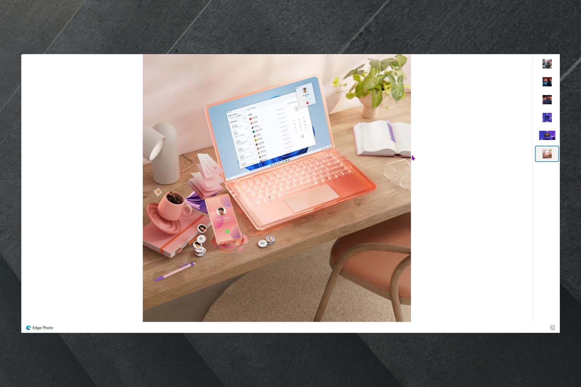 Простой интерфейс Edge Photo с областью предпросмотра