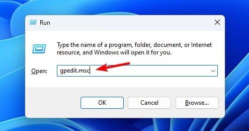 Окно Выполнить с gpedit.msc