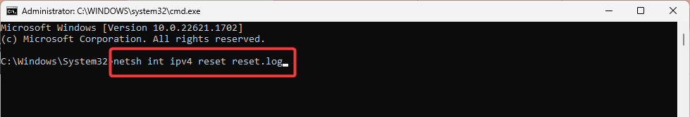 Скрин команды сброса IPv4