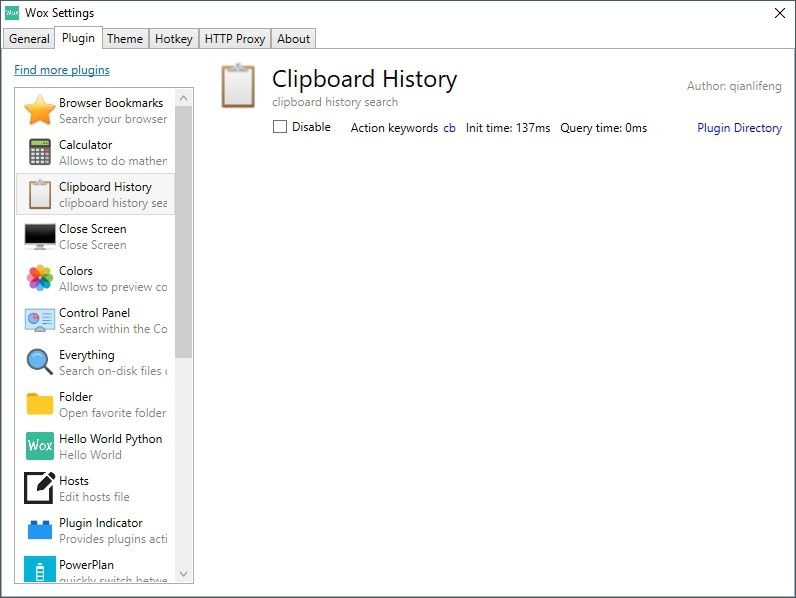 Плагин Clipboard History превращает Wox в простой менеджер буфера обмена.