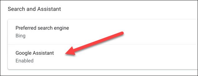 Пункт меню «Google Assistant» в настройках