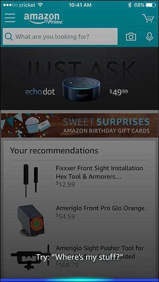 Полоса состояния Alexa на iPhone при активном прослушивании
