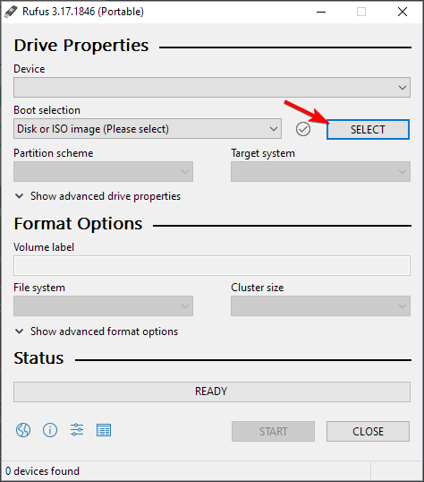 Выбор ISO в Rufus