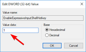 Параметр EnableExpressiveInputShellHotkey и значение 1 в реестре