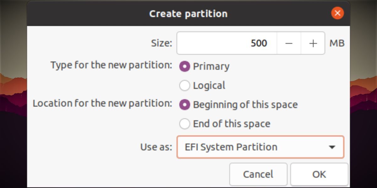 Создание EFI раздела на USB‑накопителе