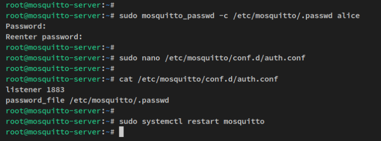 Аутентификация mosquitto
