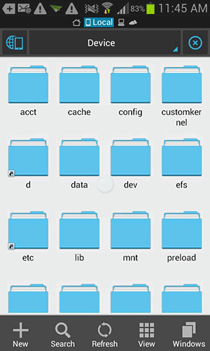 Hauptverzeichnis '/' im Root-Dateimanager.