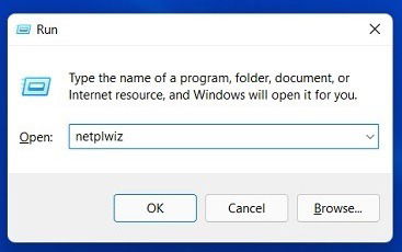 Ввод команды netplwiz в окно Выполнить