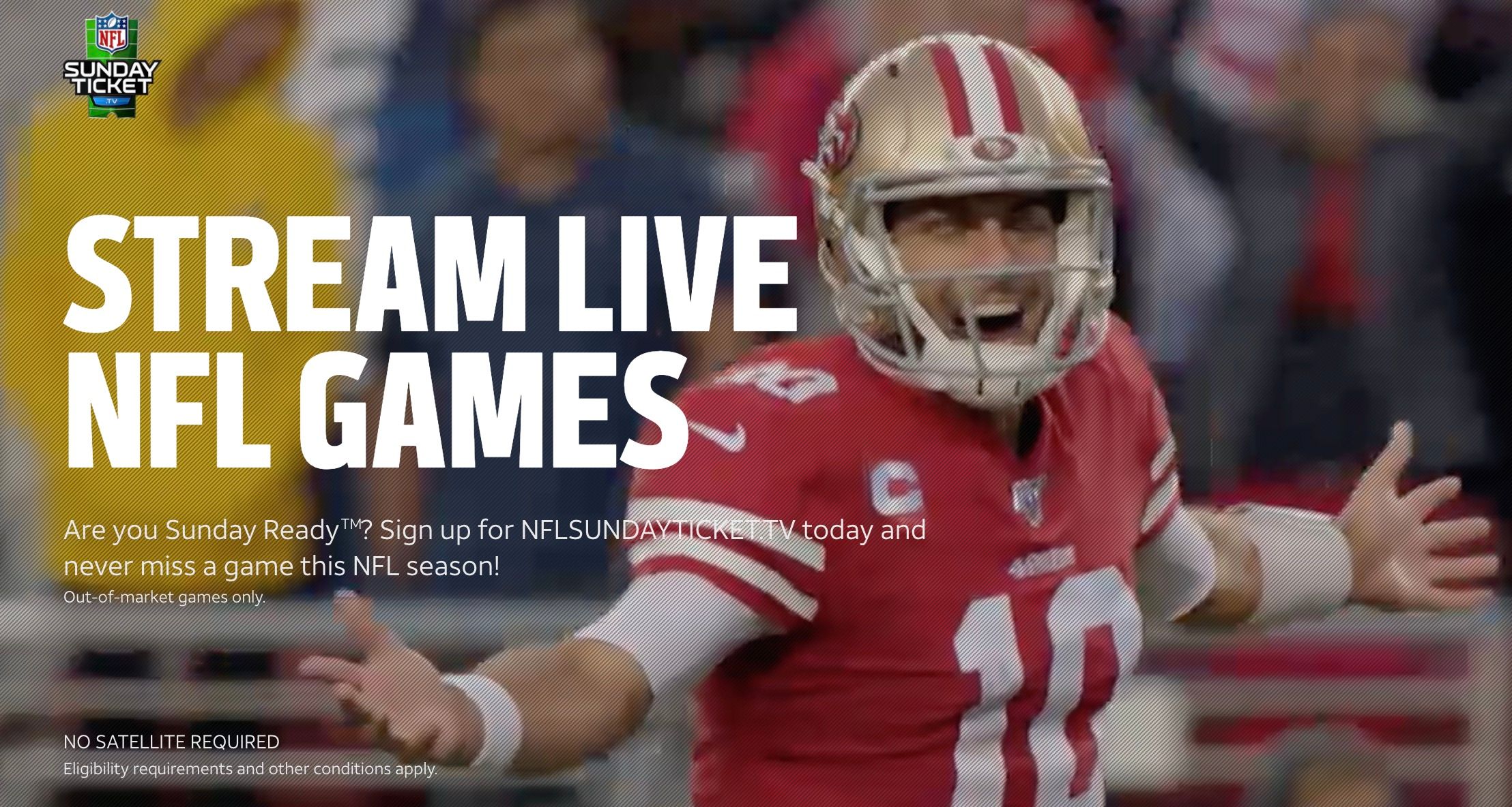 Реклама NFL Sunday Ticket на платформе DirecTV