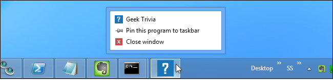 Закреплённое приложение Metro в панели задач