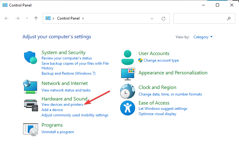 Окно 'Устройства и принтеры'